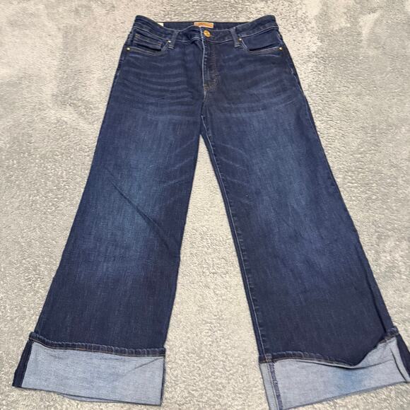 Kut from the Kloth Denim - Kut From The Kloth Meg Fab Ab Wide Leg Crop Jeans Womens 10 Cuff Dark